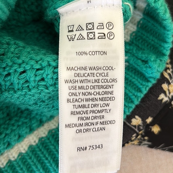 Nicole Miller Green & White Gold Crest Button Cropped Knit Cardigan - S - Picture 10 of 11